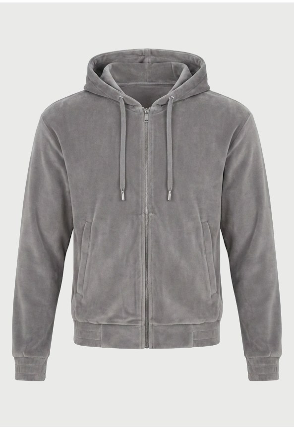 Women's velour hooded zip-up jacket