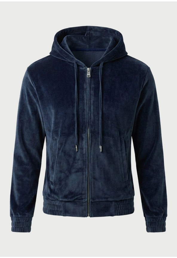 Women's velour hooded zip-up jacket