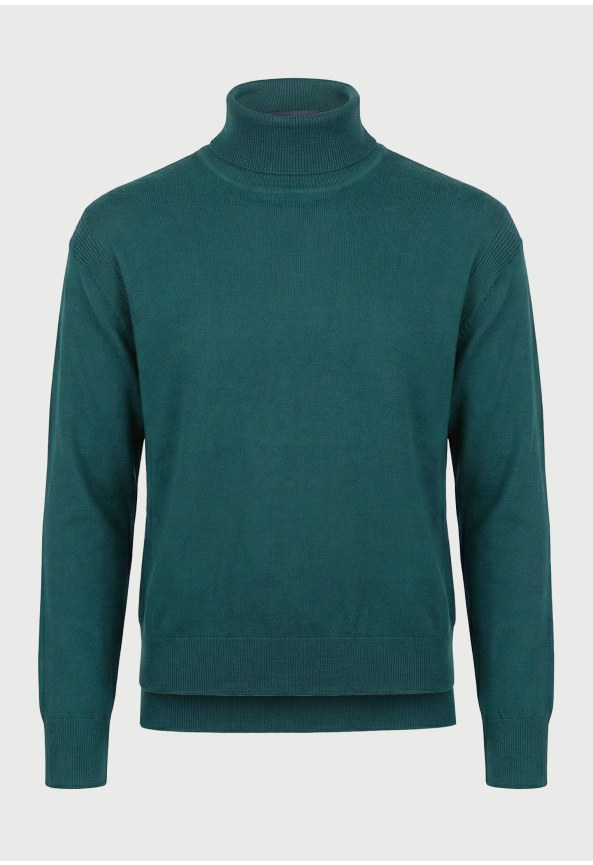 Women's knit turtleneck sweater with layered hem