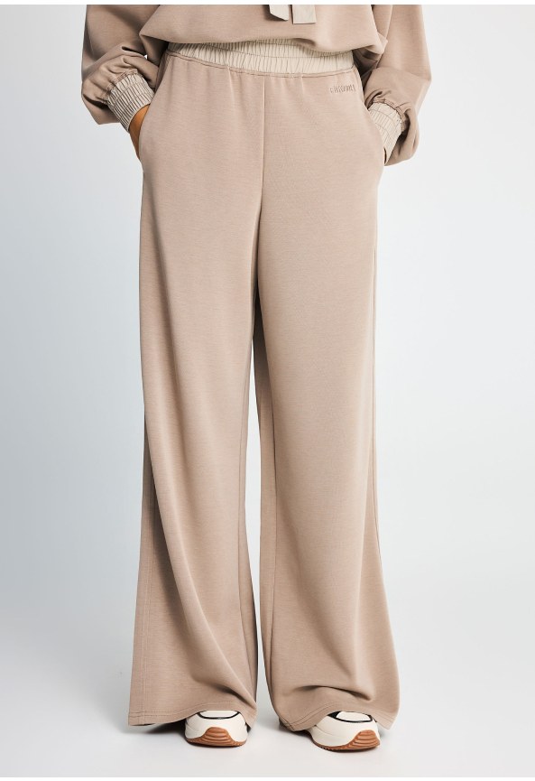 Women's modal straight fit pants with elastic waist
