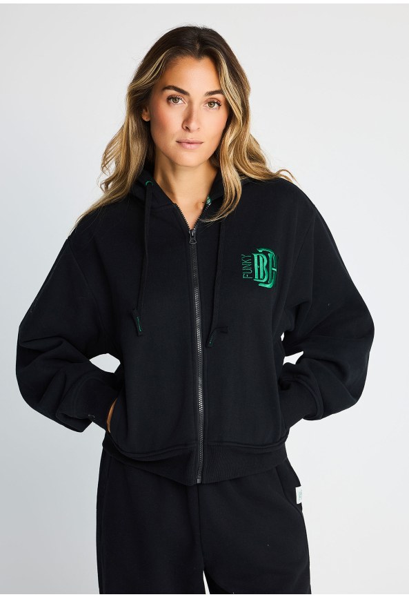 Women's loose full-zip hooded sweatshirt