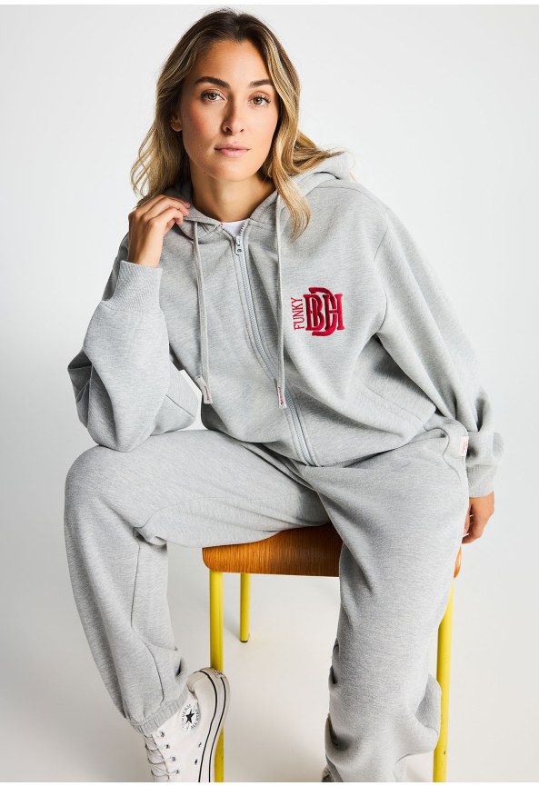 Women's loose full-zip hooded sweatshirt