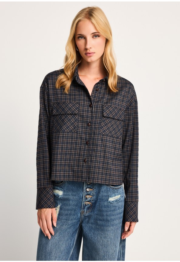 Women's Plaid Shirt with Chest Pockets