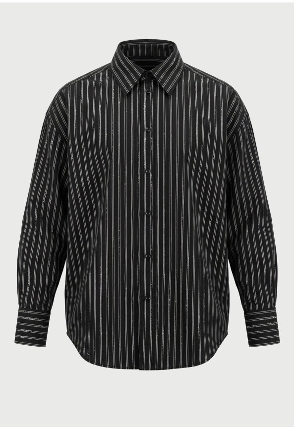 Women's relaxed fit glitter striped shirt