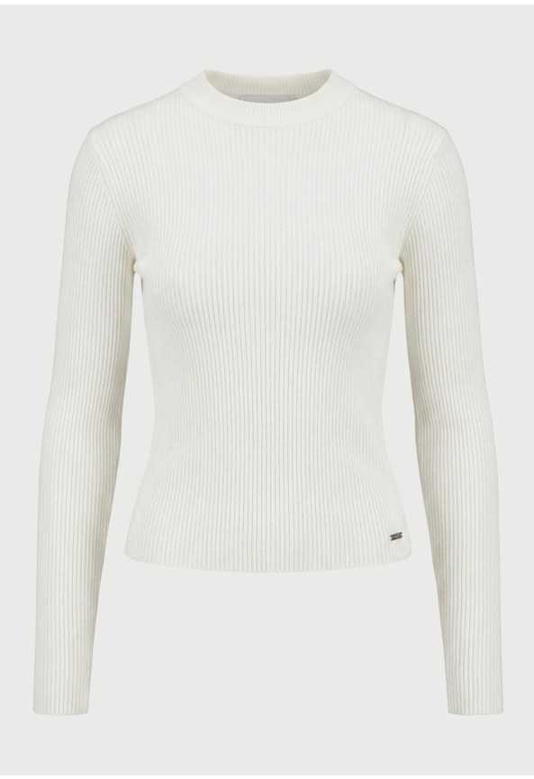 Γυναικεία πλεκτή ribbed μπλούζα slim fit