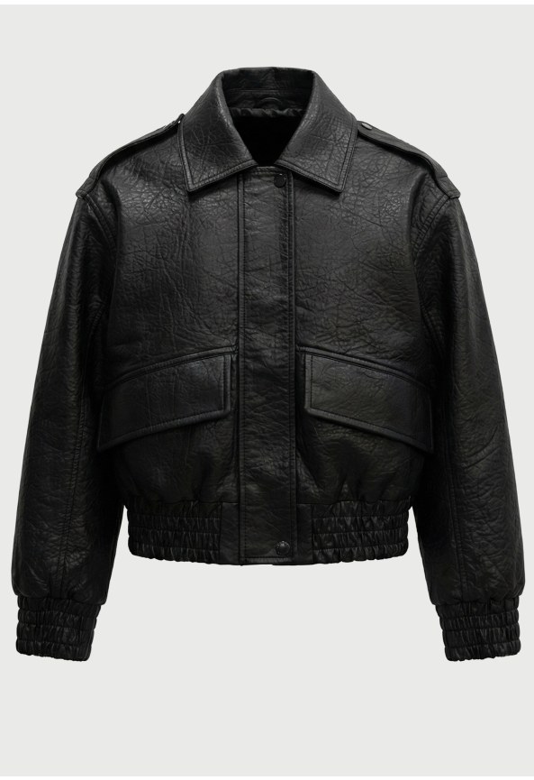Women's faux leather aviator jacket