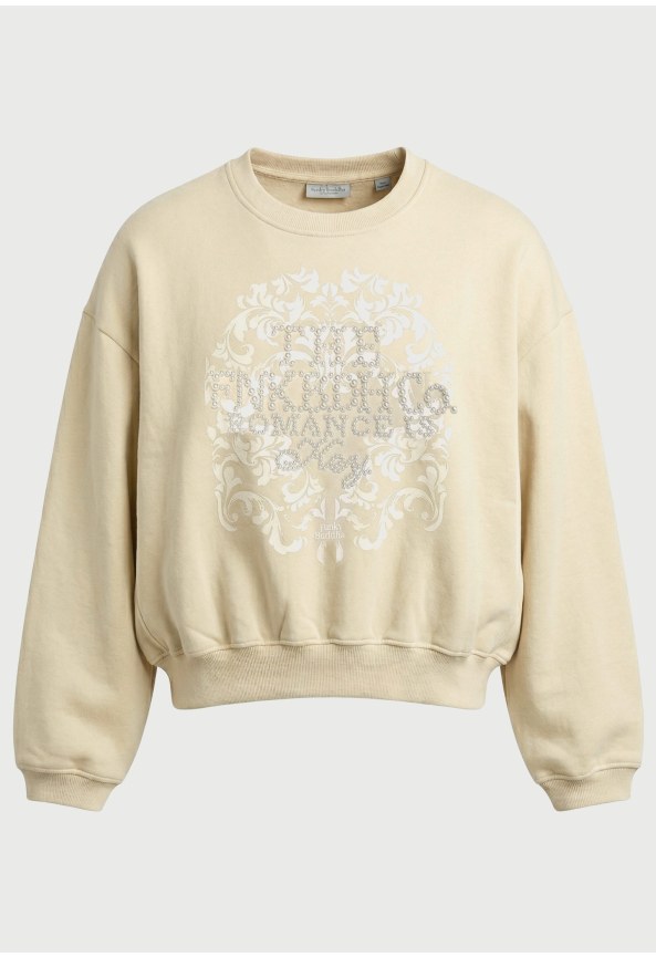 Γυναικείο loose fit fούτερ crewneck με πέρλες