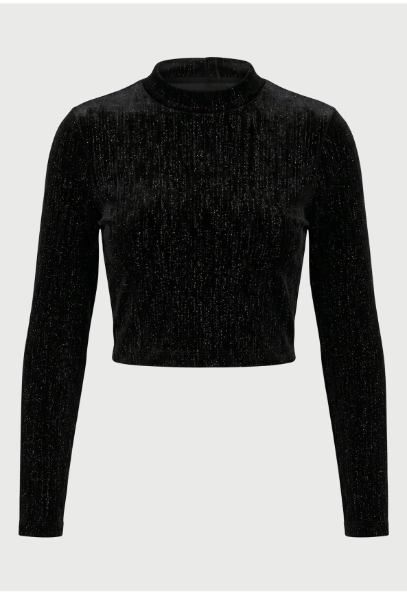 Γυναικείο crop top με μεταλλική λάμψη