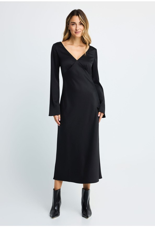 Women's midi dress with open back tie