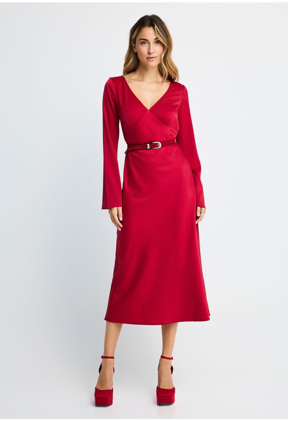 Women's midi dress with open back tie