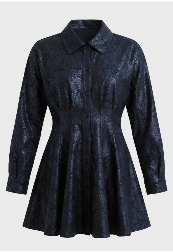 Women's snake print fitted mini shirt dress