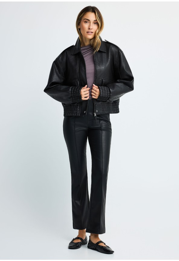 Women's flare fit faux leather pants