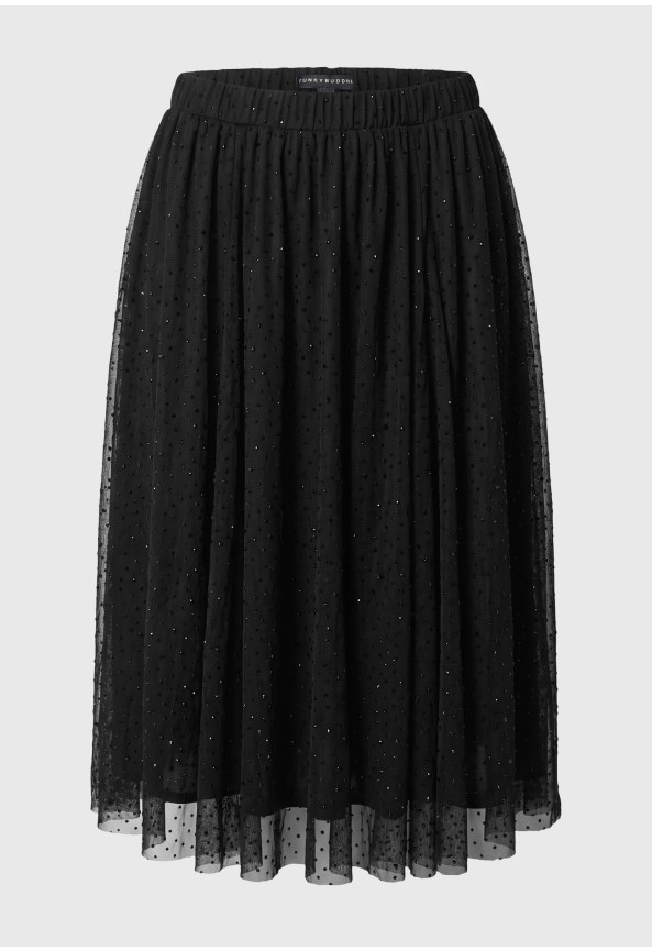 Women's rhinestone tulle midi skirt