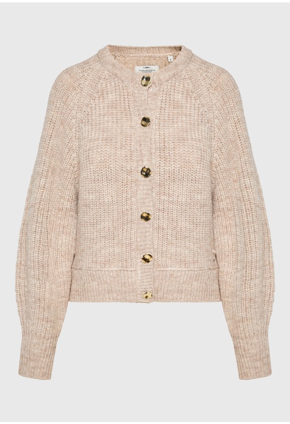 Women's ribbed knit cardigan with gold buttons