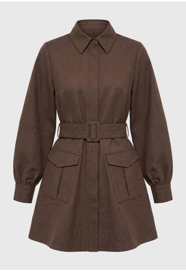 Women's mini utility shirt dress with belt