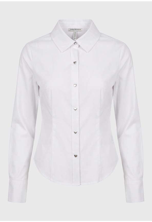 Women's shirt with heart shaped buttons