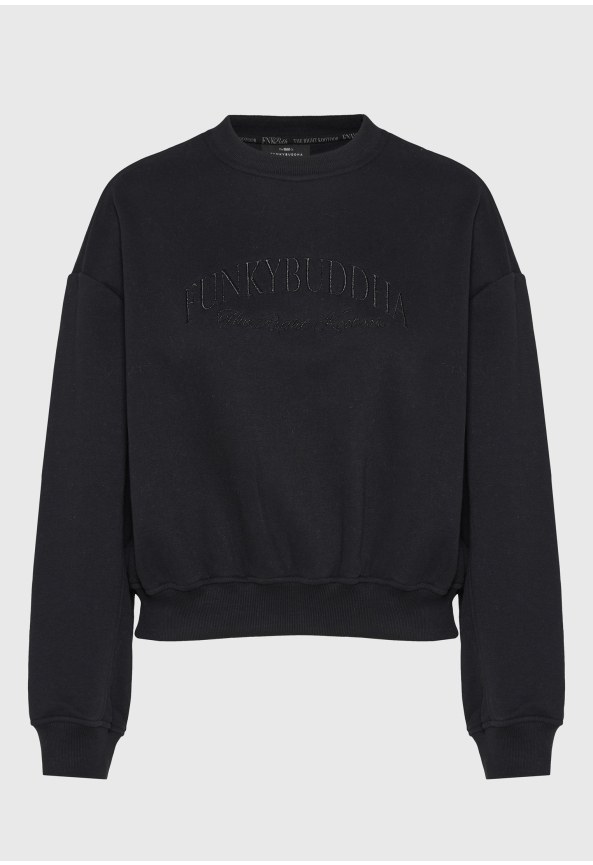 Women's loose crewneck sweatshirt with embroidered logo