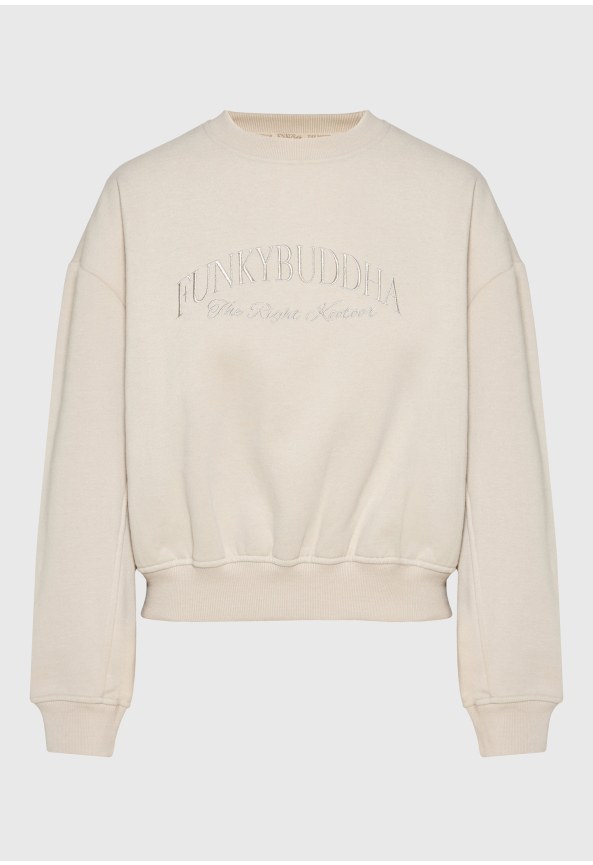 Women's loose crewneck sweatshirt with embroidered logo