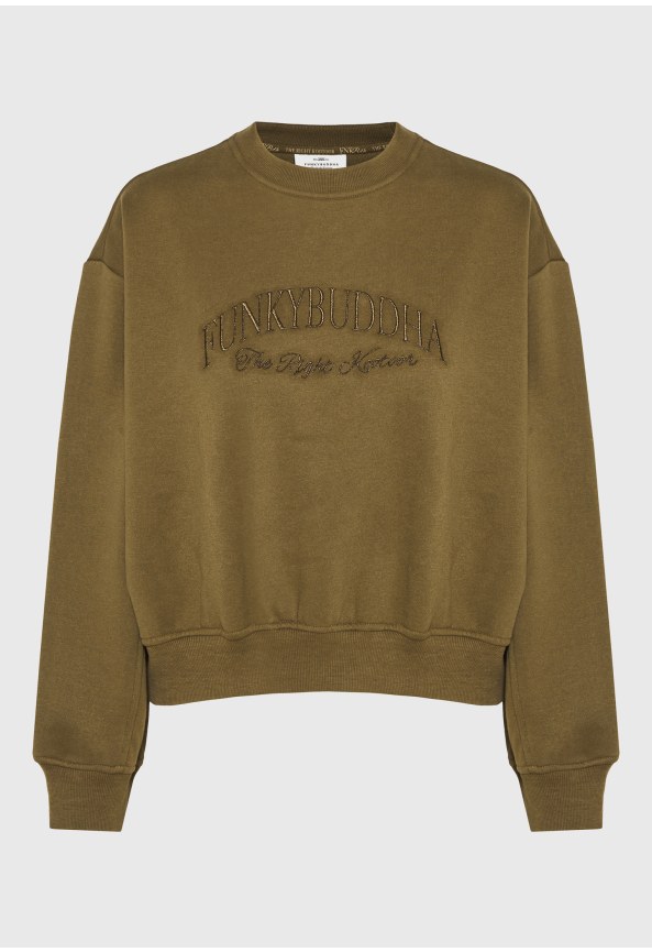 Women's loose crewneck sweatshirt with embroidered logo