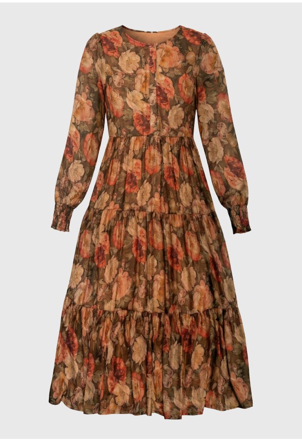 Γυναικείο floral maxi φόρεμα με βολάν