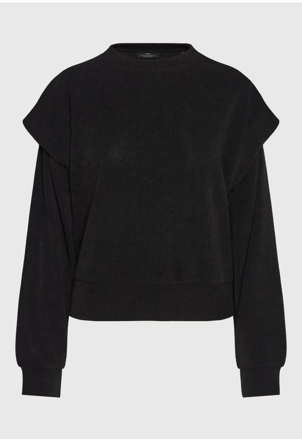 Ribbed sweatshirt with shoulder overlays
