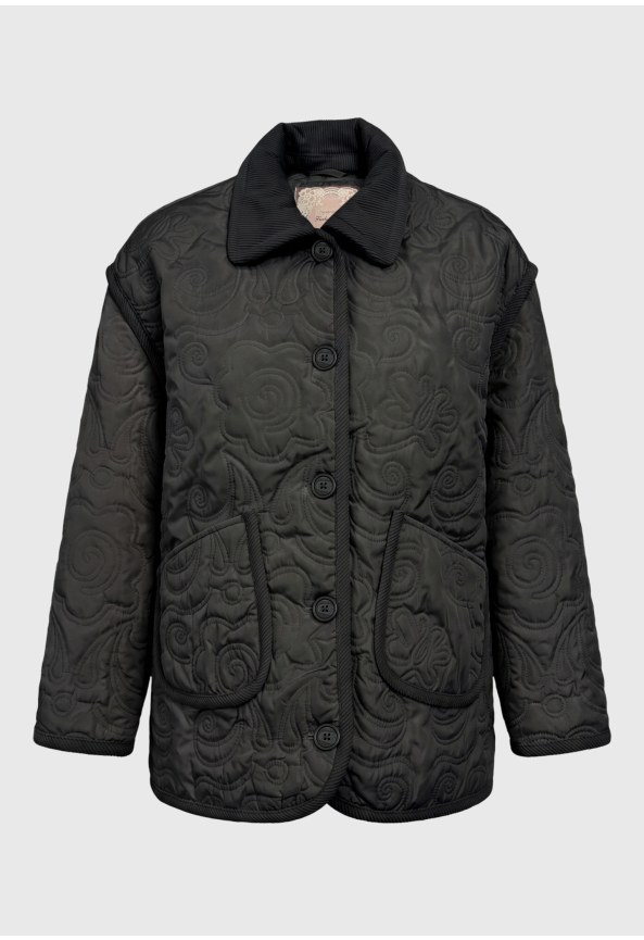 Women's floral swirl quilted jacket relaxed fit