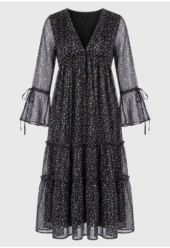 Women's chiffon tiered maxi dress floral