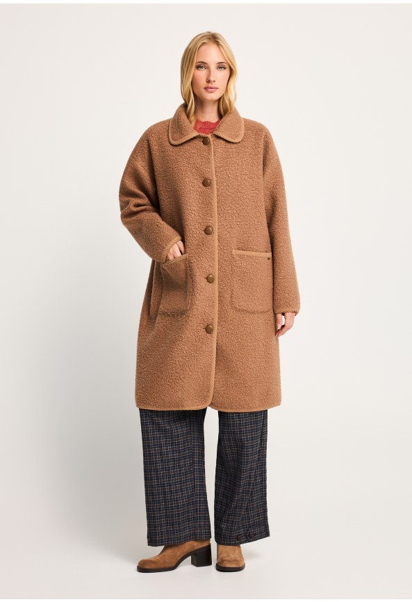Women's longline teddy coat loose fit