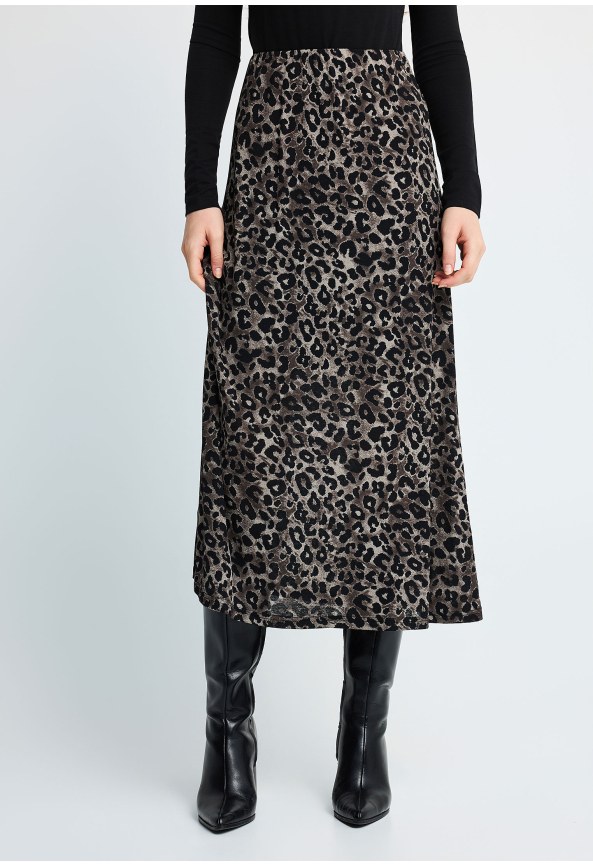 Women's leopard print midi skirt