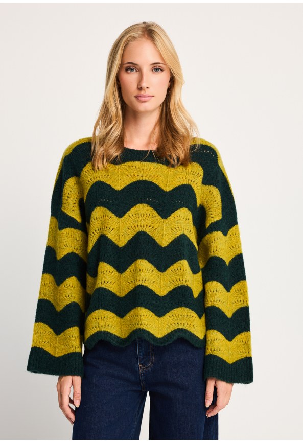 Γυναικεία οversized πλεκτή μπλούζα με wavy pattern