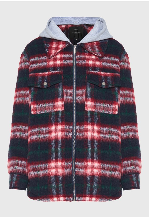 Women's plaid zip-up overshirt jacket