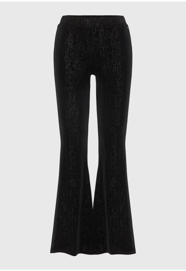 Γυναικείο ελαστικό παντελόνι flare fit με λάμψη