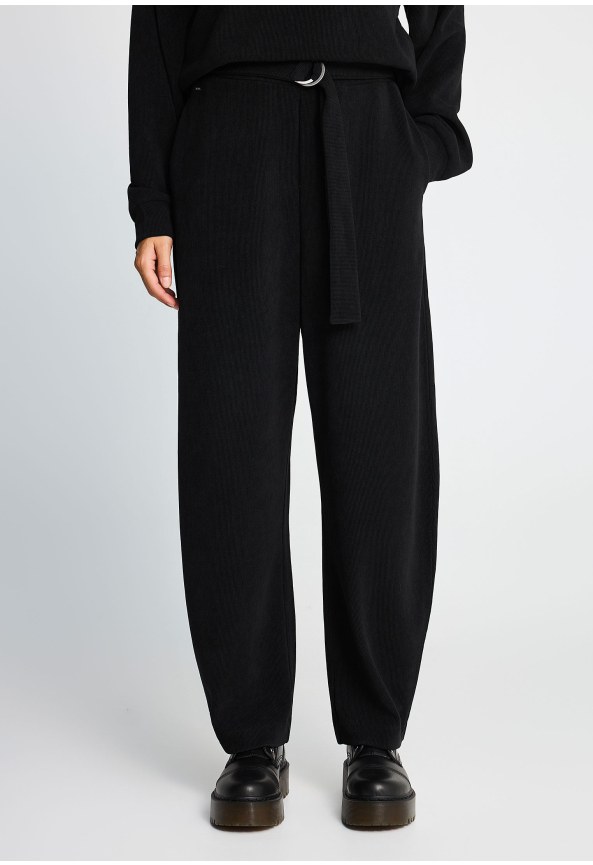 Women's corduroy jogger trousers with belt