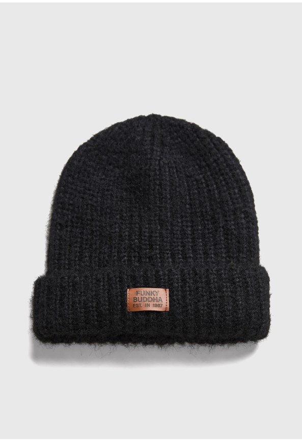 Πλεκτός σκούφος beanie με ρεβέρ