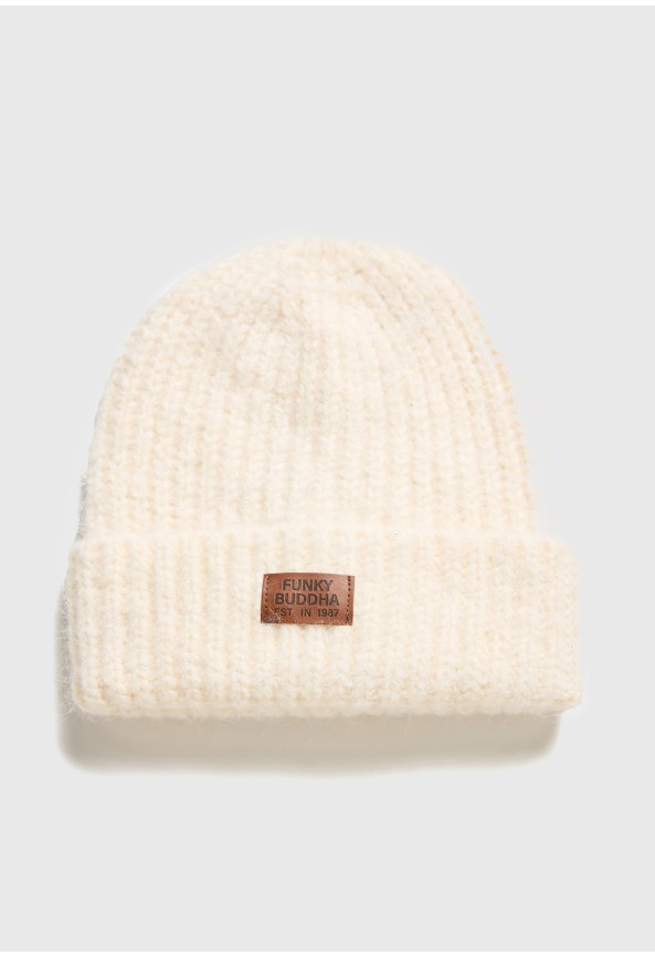 Πλεκτός σκούφος beanie με ρεβέρ