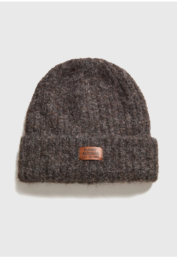 Πλεκτός σκούφος beanie με ρεβέρ