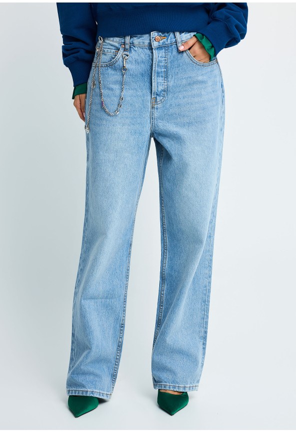 Women's straight fit jeans with chain detail