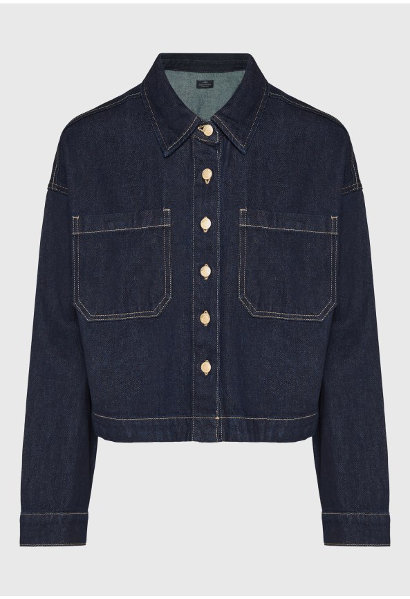 Women's cropped denim overshirt