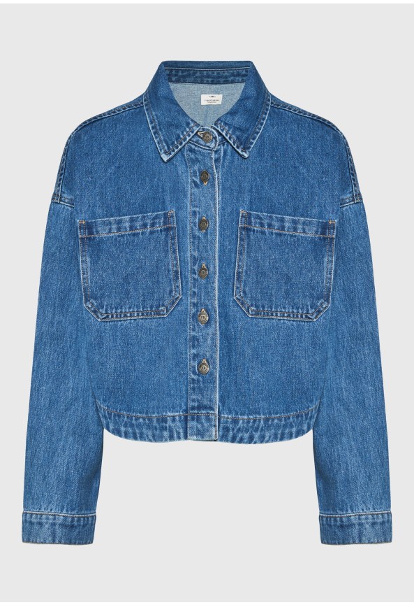 Women's cropped denim overshirt