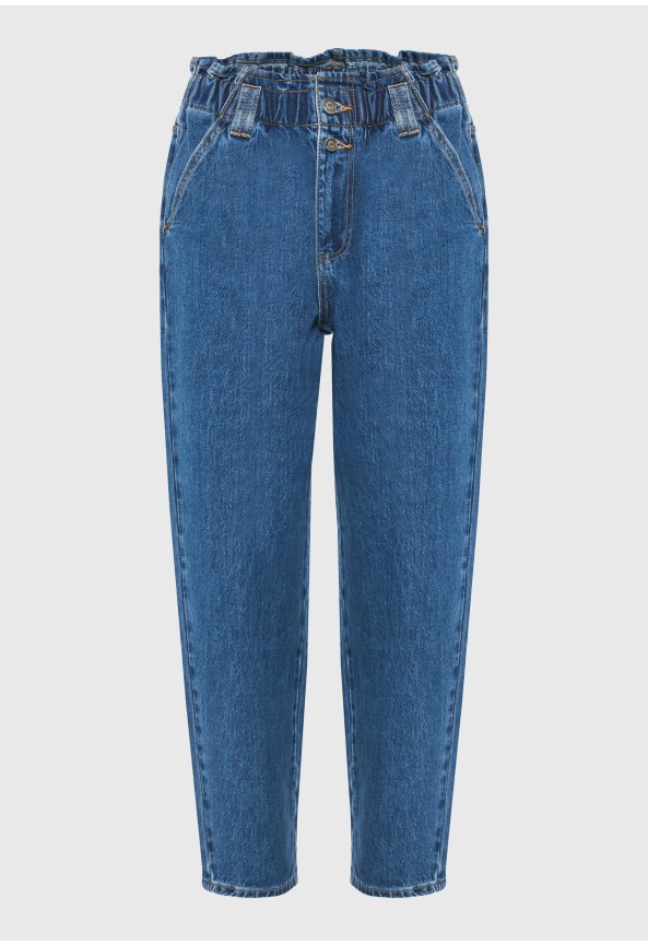 Παντελόνι τζιν baggy fit με λάστιχο στη μέση