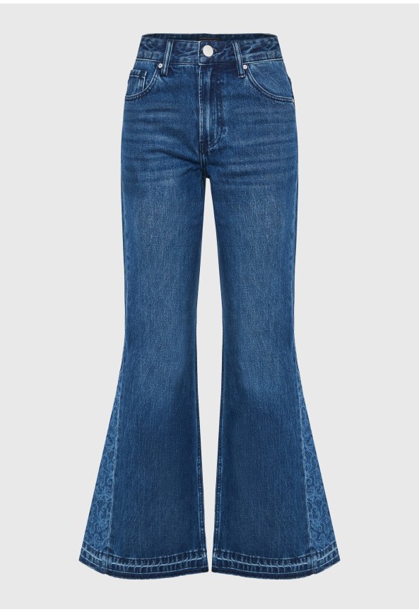 Women's Olivia flare fit jeans with lace print