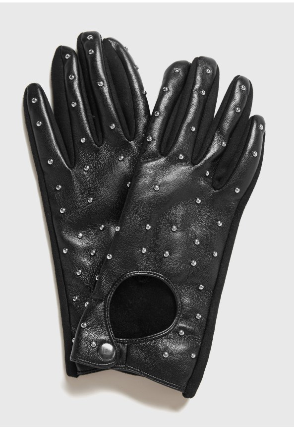 Women's faux leather studded gloves