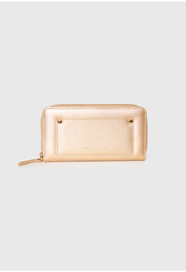 Long wallet with card slots and zip compartment