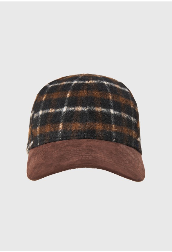 Plaid baseball cap with suede visor