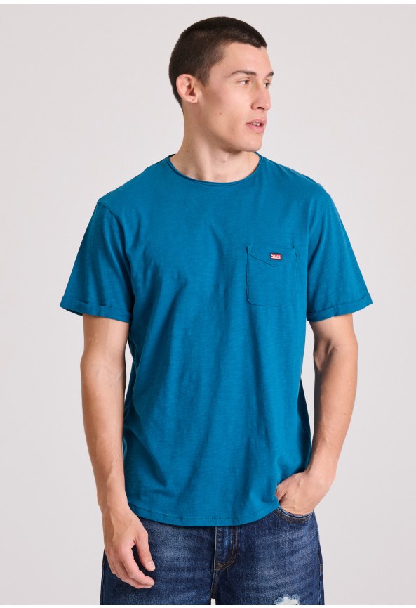 Βαμβακερό t-shirt με τσέπη στο στήθος