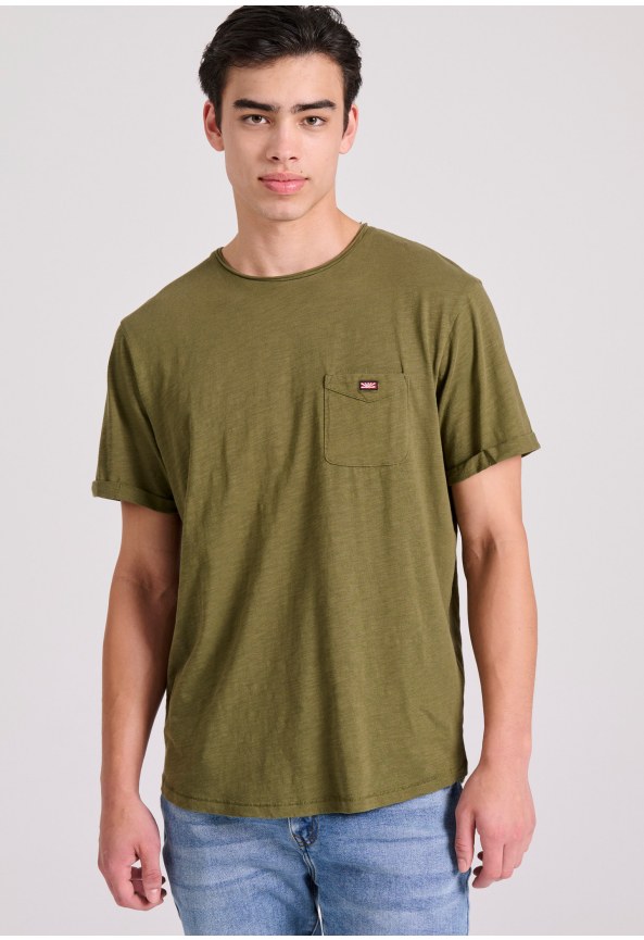 Βαμβακερό t-shirt με τσέπη στο στήθος