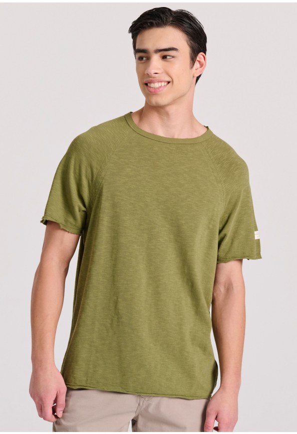 Relaxed fit t-shirt με raglan μανίκι και raw cuts