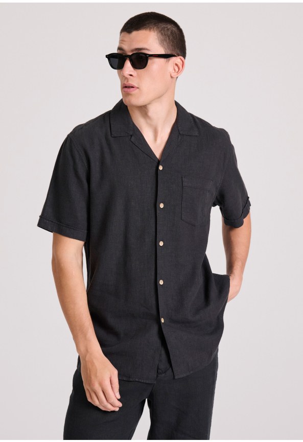 Relaxed fit πουκάμισο από λινό και τεχνητό μετάξι