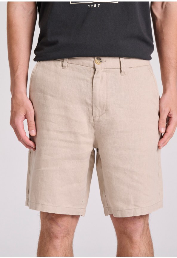 Comfort fit λινή chino βερμούδα