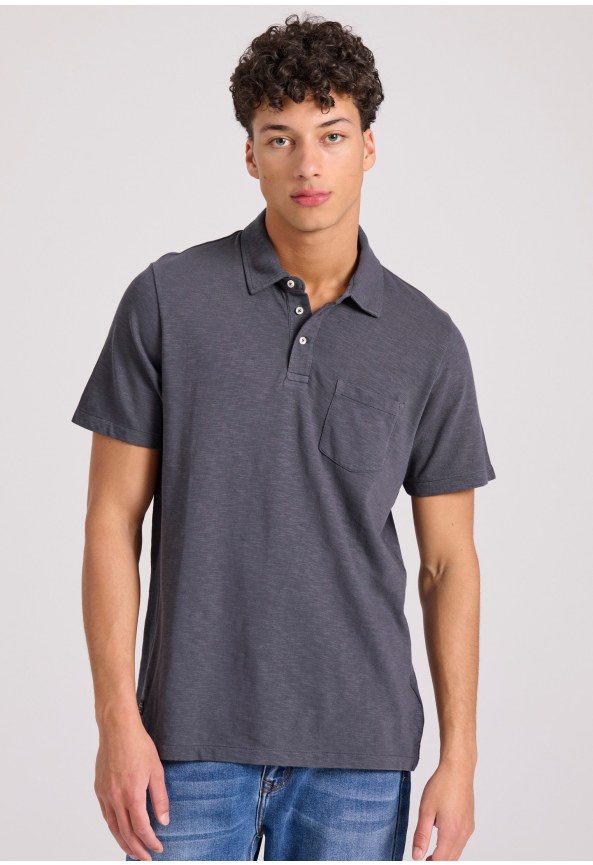 Garment dyed polo μπλούζα από φλάμα